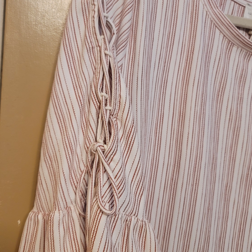 Lucky Brand, New Directions Rose and White Striped Blouse - Picture 4 of 6